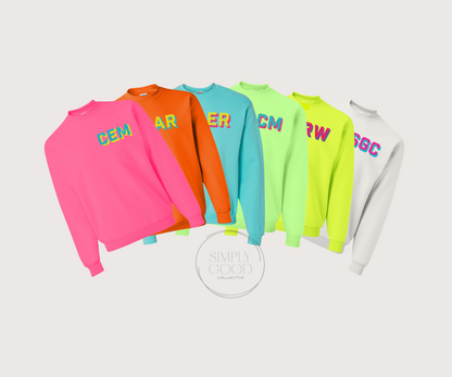 Neon Shadow Block Embroidered Monogram Sweatshirt