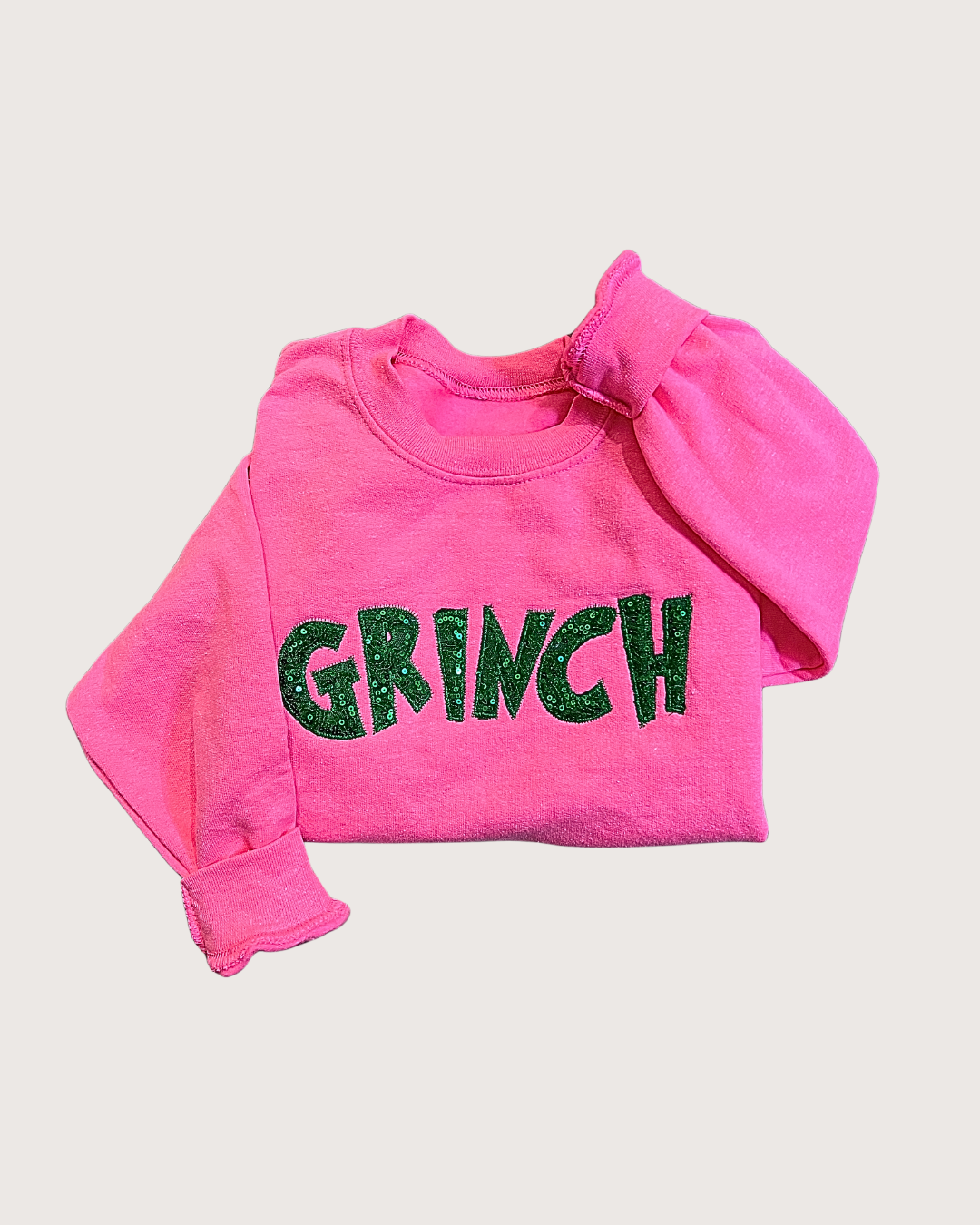 Grinch sequin embroidered Sweatshirt - Pink