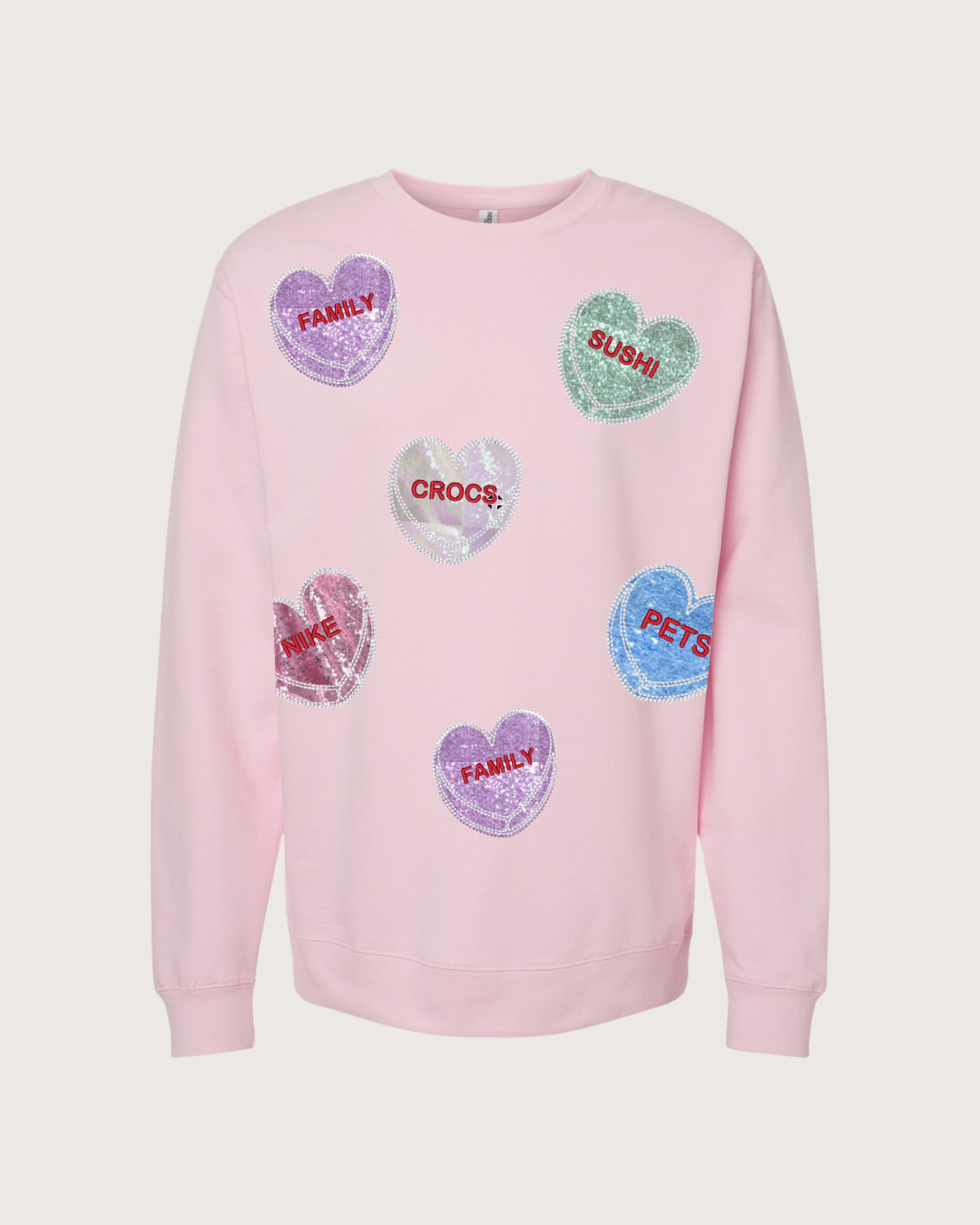 Conversation Custom sequin hearts Sweater