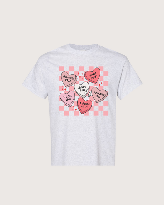 Christian Heart Checkered Valentines Tee