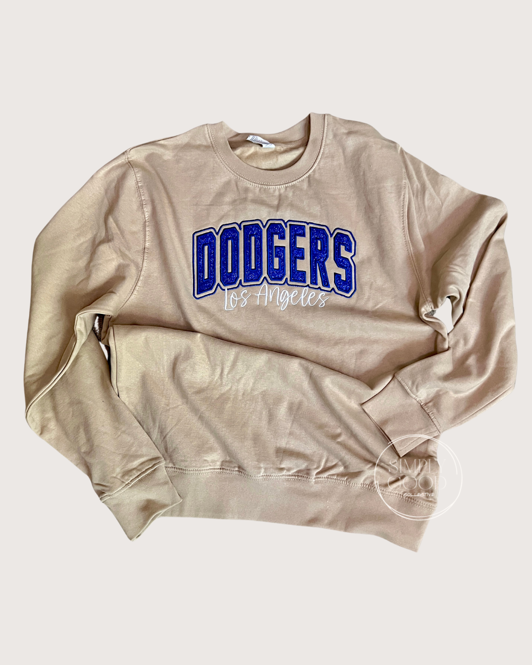 Dodgers embroidered glitter crew sweater