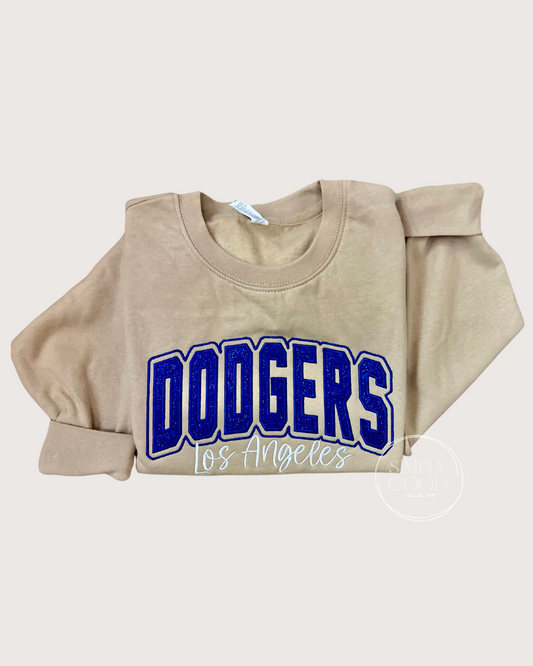 Dodgers embroidered glitter crew sweater