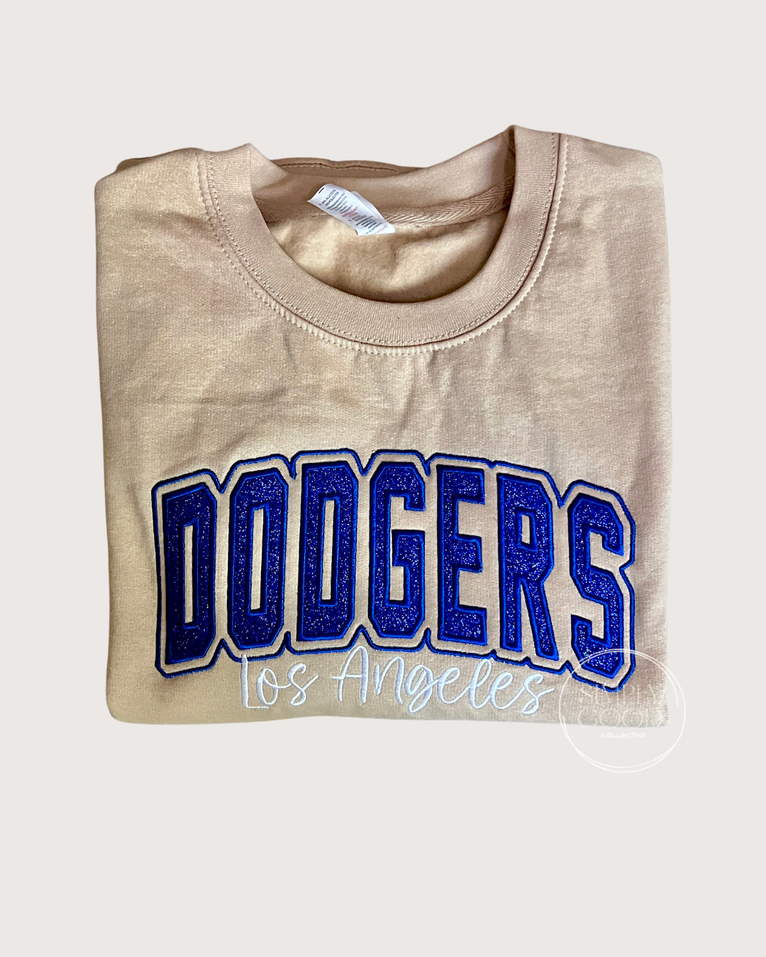 Dodgers embroidered glitter crew sweater