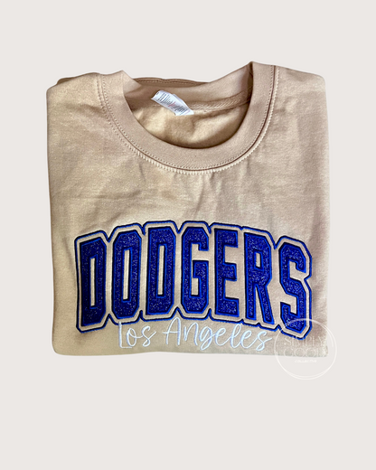 Dodgers embroidered glitter crew sweater