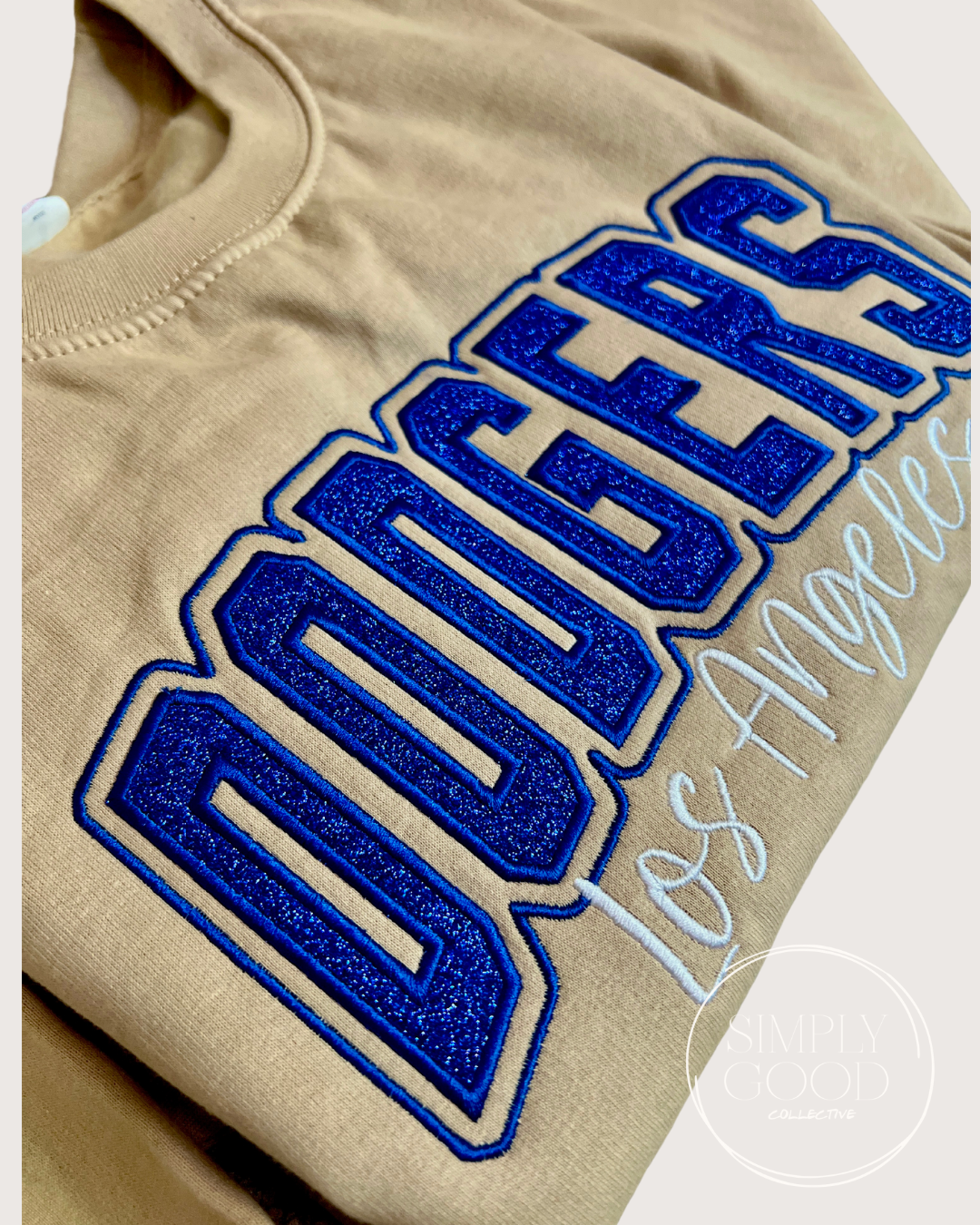 Dodgers embroidered glitter crew sweater