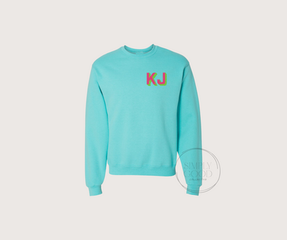 Neon Shadow Block Embroidered Monogram Sweatshirt