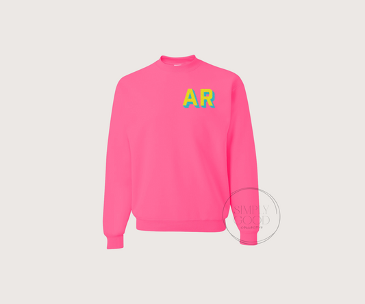 Neon Shadow Block Embroidered Monogram Sweatshirt