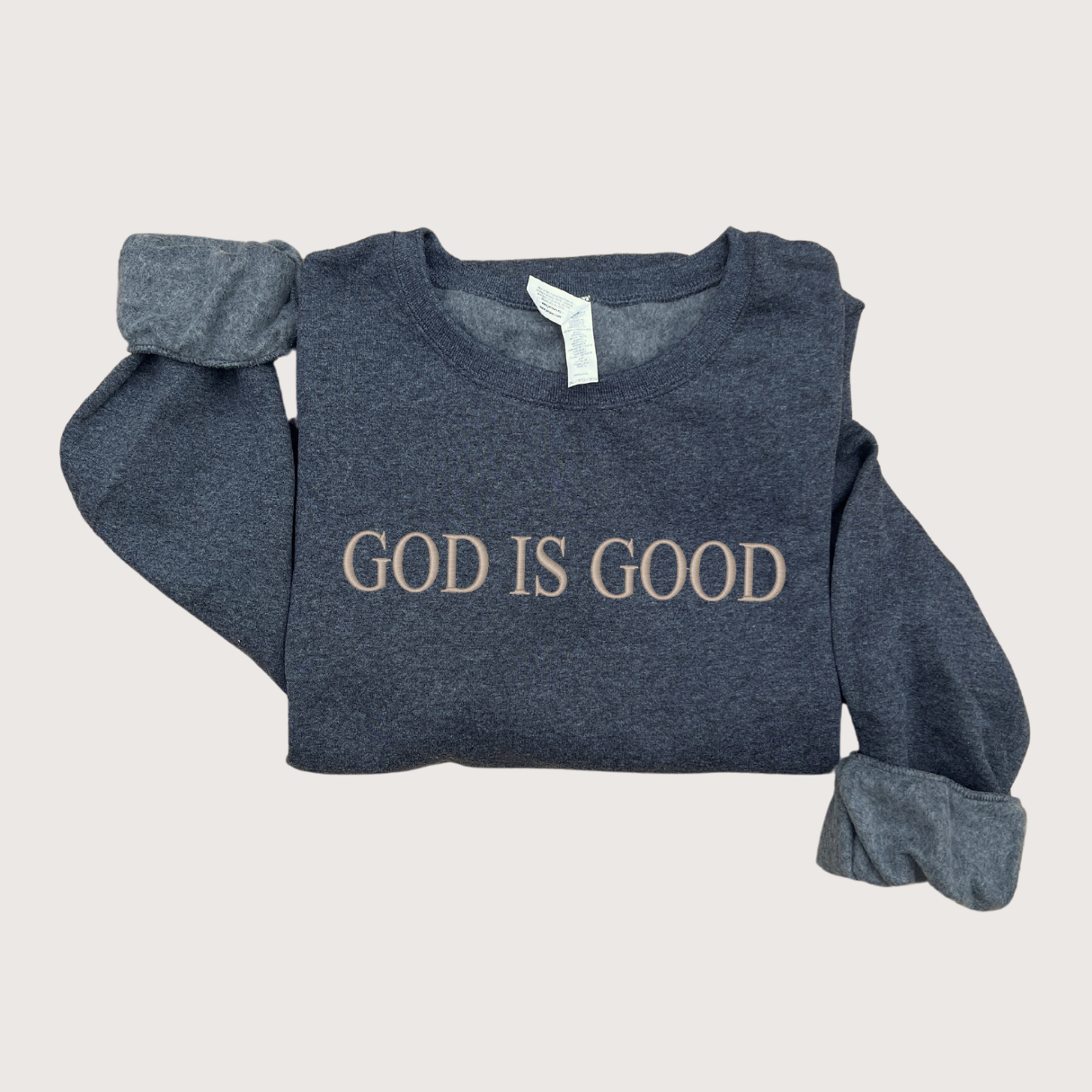 God is good embroidered sweater, black good is good sweater, god embroidered sweater