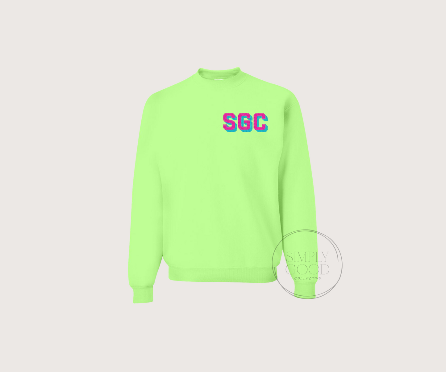 Neon Shadow Block Embroidered Monogram Sweatshirt