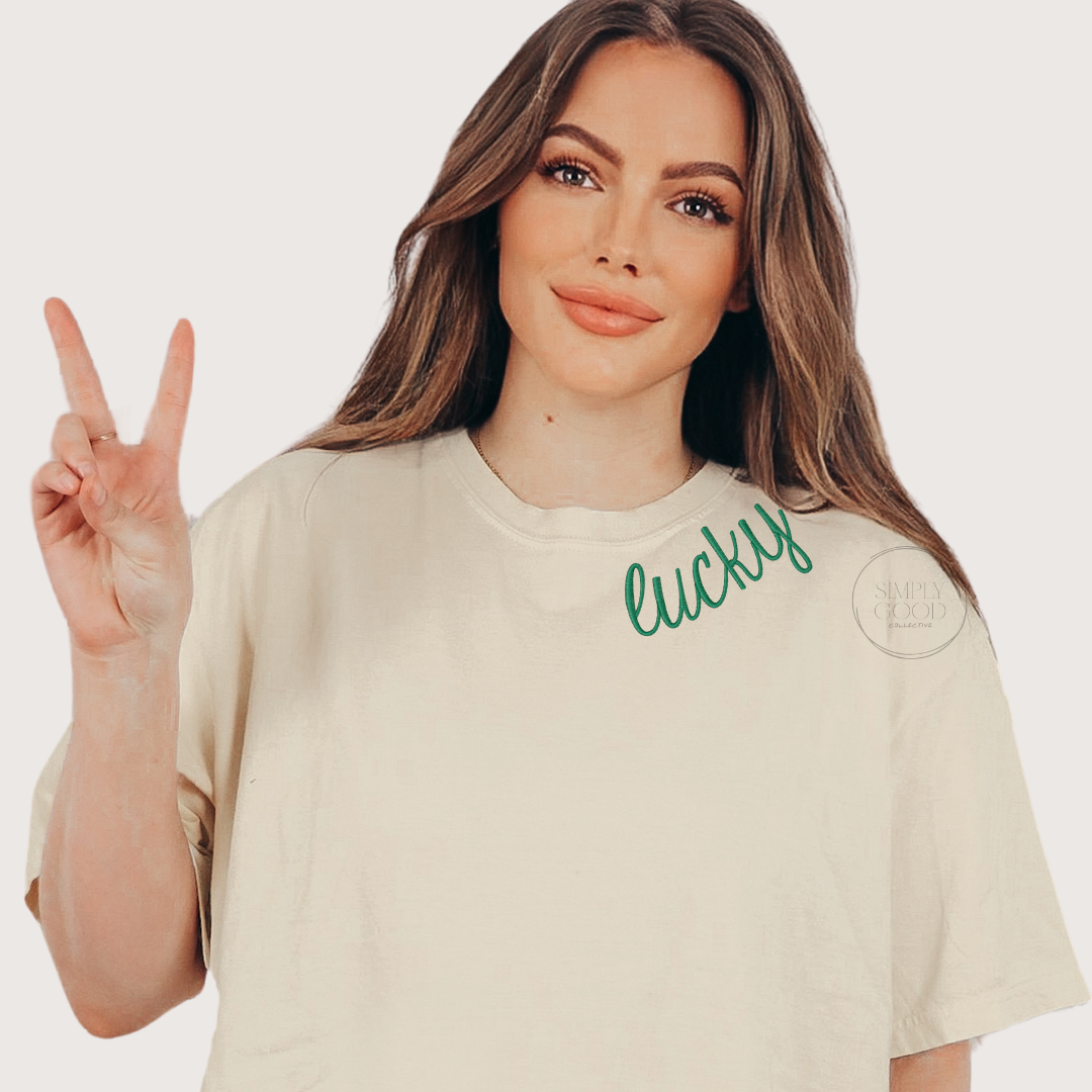 Lucky Embroidered Tee