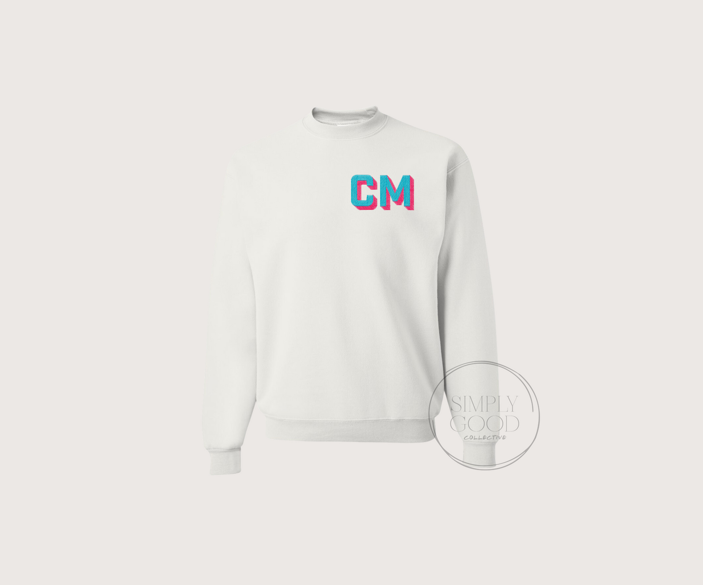 Neon Shadow Block Embroidered Monogram Sweatshirt