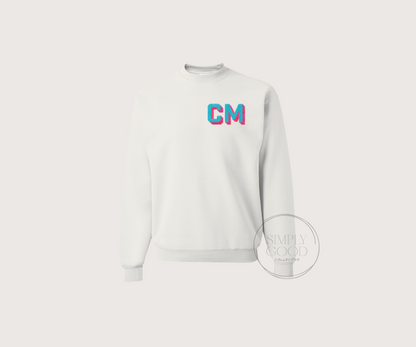 Neon Shadow Block Embroidered Monogram Sweatshirt