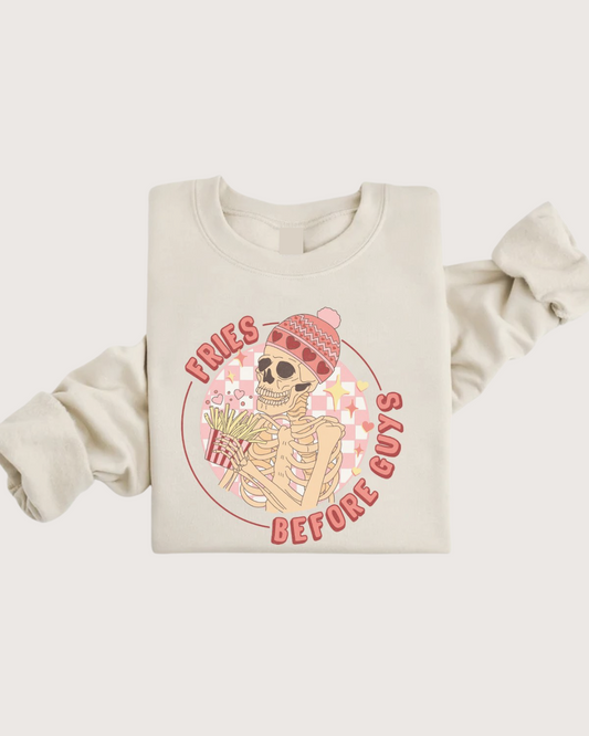 Fries Before Guys Graphic Sweater