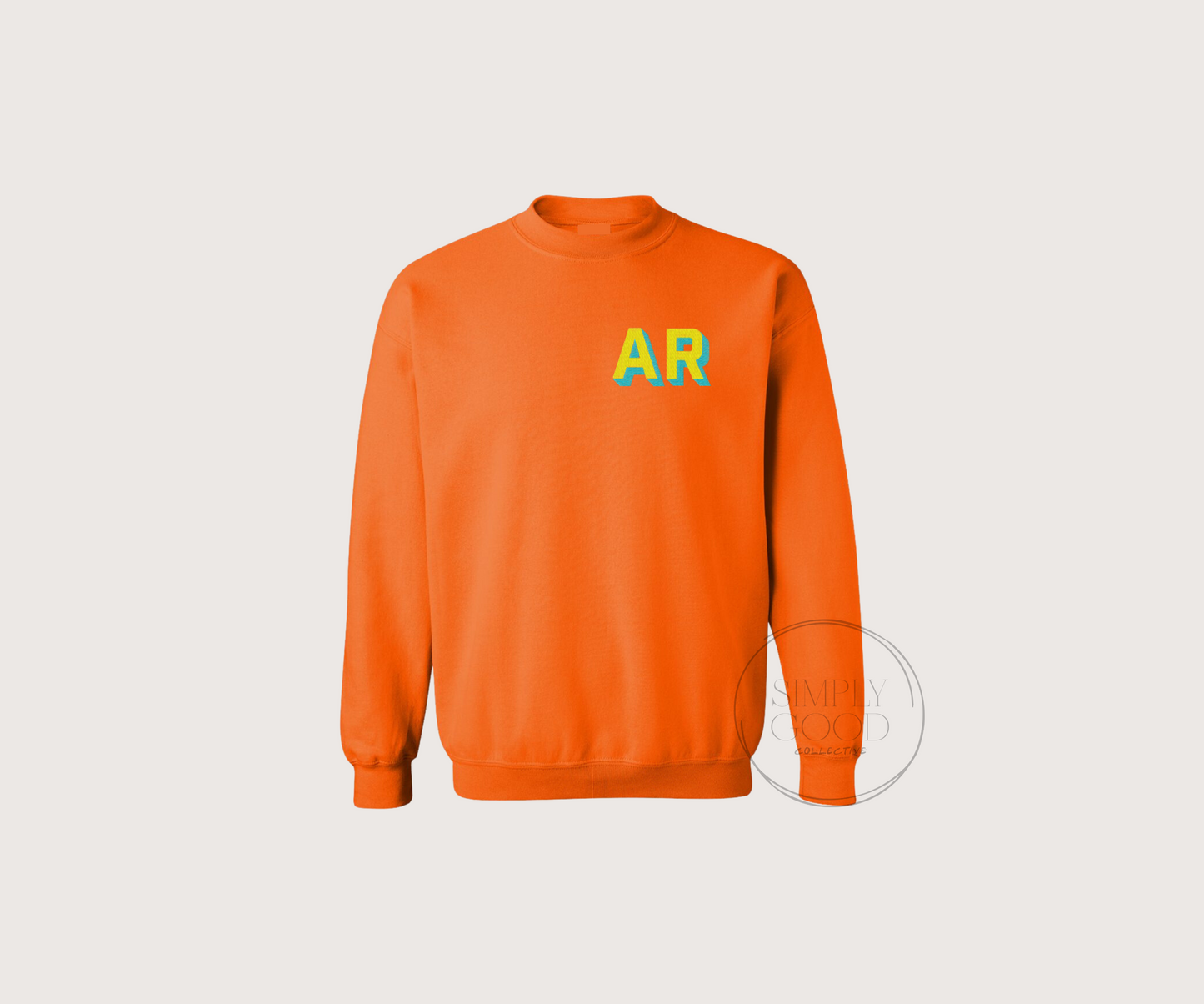 Neon Shadow Block Embroidered Monogram Sweatshirt