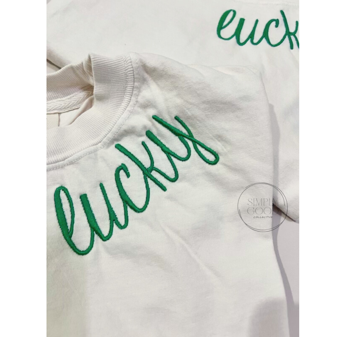 Lucky Embroidered Tee