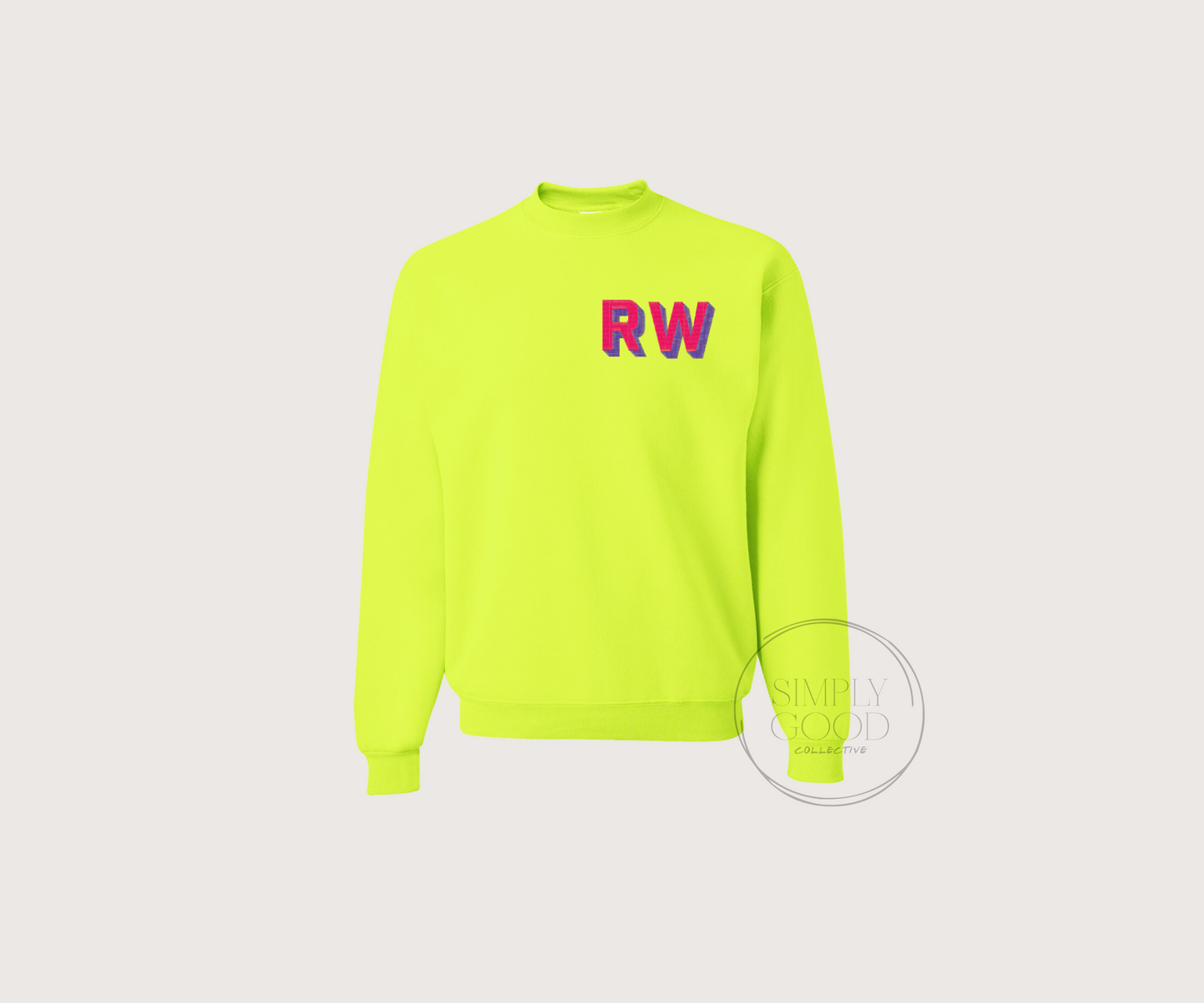 Neon Shadow Block Embroidered Monogram Sweatshirt