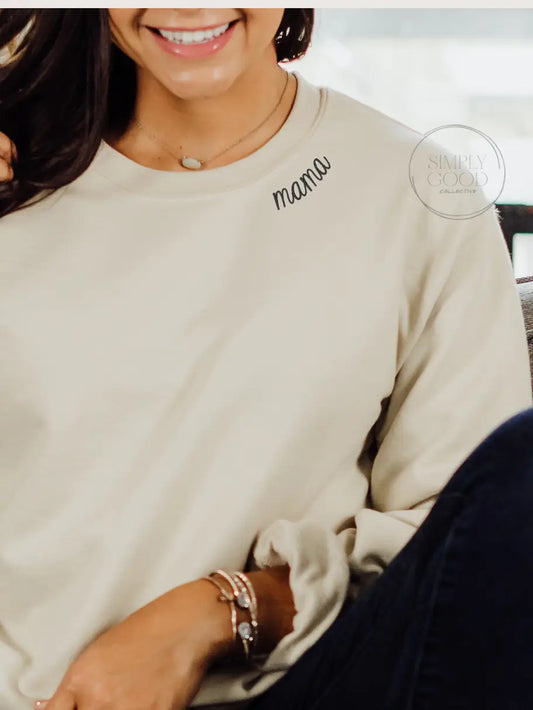 Mama Collar Embroidered Sweater