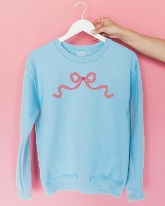 Bow embroidered sweater, coquette sweater