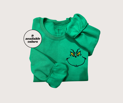 Grinch Embroidered Sweater - Smile