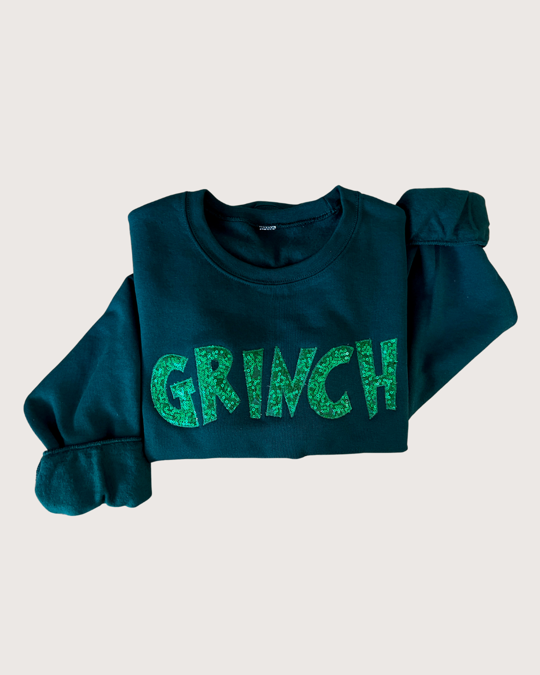 Grinch sequin embroidered Sweatshirt - Grinchy Green