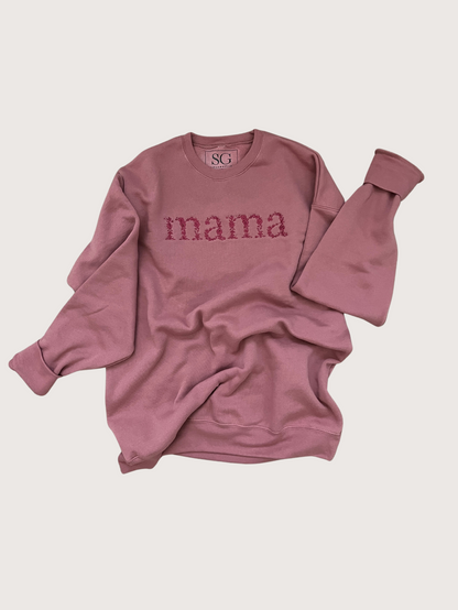 Mama Floral Embroidered Sweater