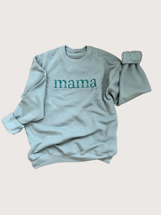 Mama Floral Embroidered Sweater