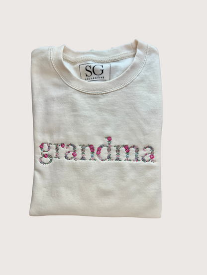 Grandma Floral Embroidered Sweater