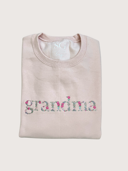 Grandma Floral Embroidered Sweater