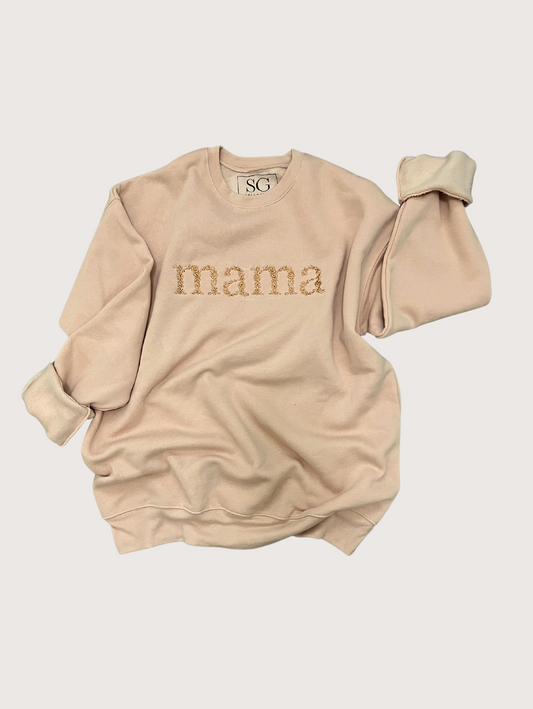 Mama Floral Embroidered Sweater