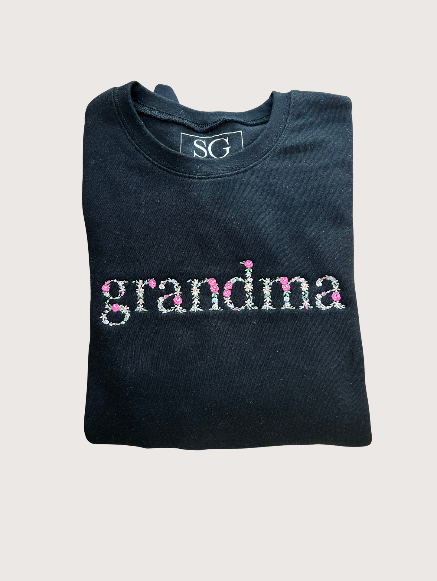 Grandma Floral Embroidered Sweater